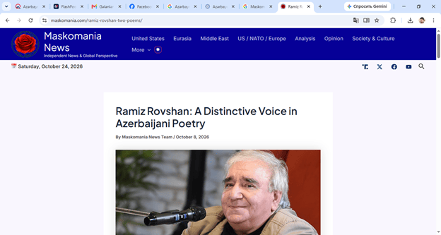 Azərbaycan şairlərinin şeirləri xarici mətbuatda